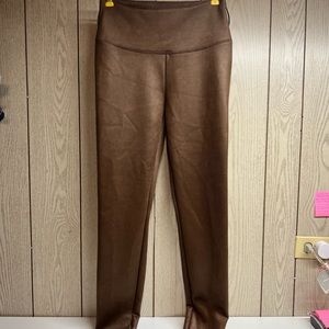 WHBM Runway Leggings Womens Sz 4 Brown Faux Suede Pants White House Black Market